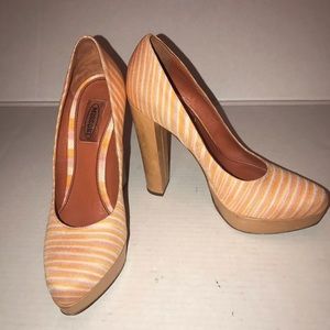 Missoni Orange and White Stripe Platform Heels